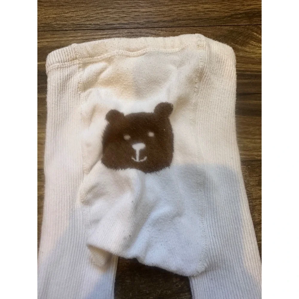 Baby Gap Toddler White Cable‎ Knit Bear Tights 4-5 years